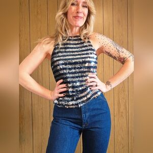 80s Vintage Modi Sequin Top